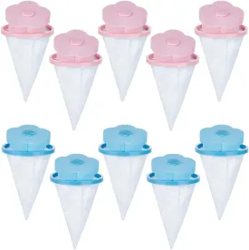 10Pcs 2 Colors Laundry Lint Mesh Bag Washing Machine Pet Hair Filter Reusable Washer Lint Catcher Pet Hair Capture Hose Trap Washing Machine Floating Lint Wire Mesh Bag