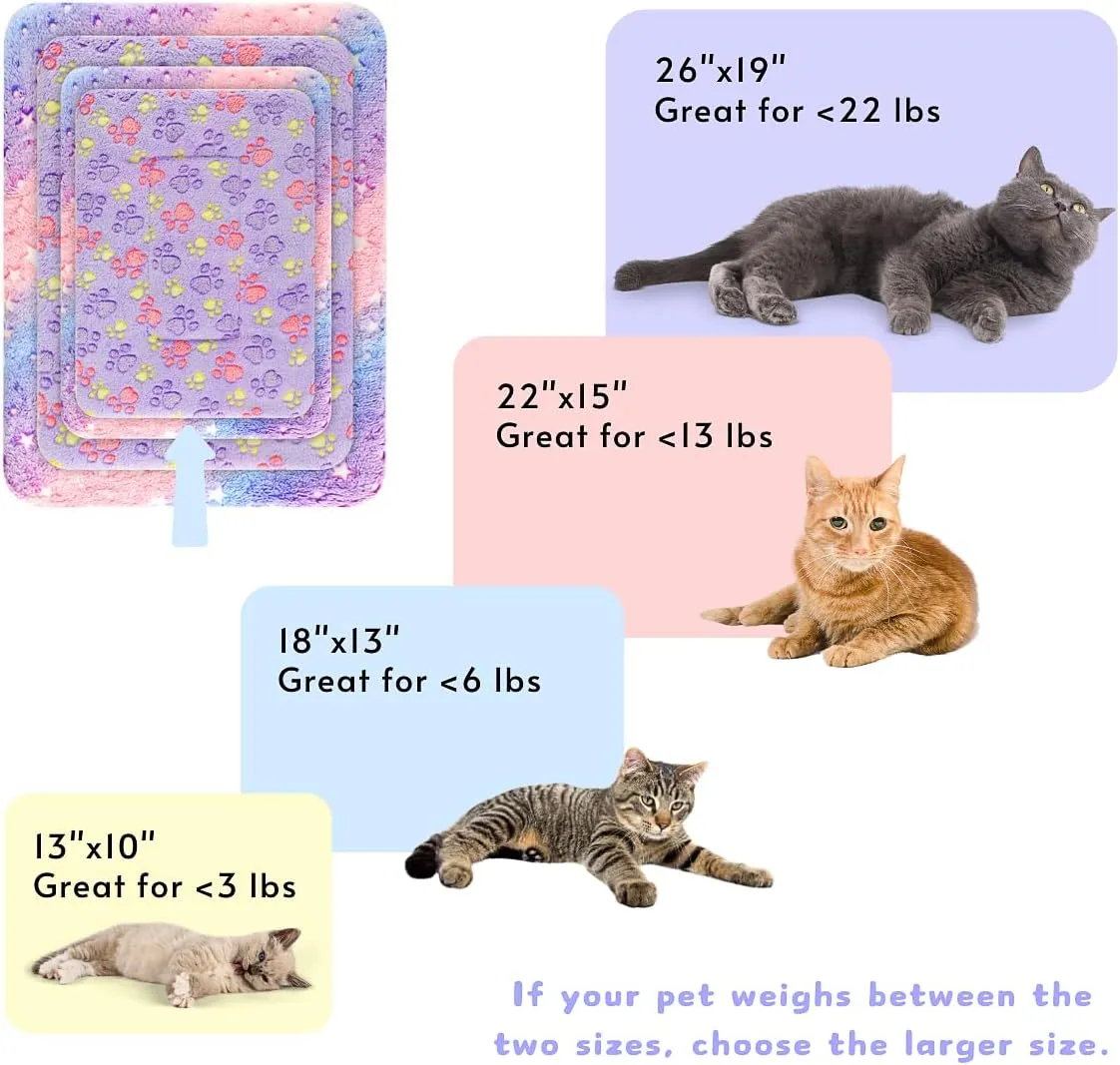 2 Pack Cat Blanket for Indoor Cat, Warm Calming Kitten & Puppy Beds for Anxiety and Stress, Washable Small Dog Mat for Crate, Fuzzy Pet Blankets