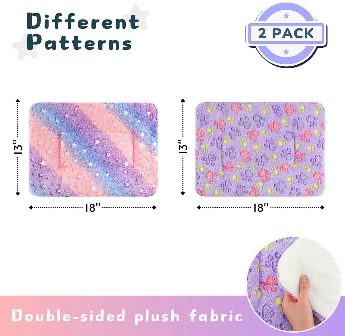 2 Pack Cat Blanket for Indoor Cat, Warm Calming Kitten & Puppy Beds for Anxiety and Stress, Washable Small Dog Mat for Crate, Fuzzy Pet Blankets