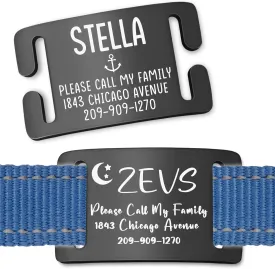 2 Pack Slide-On Silent Pet ID Tags, Personalized Dog and Cat Tags,Chew-Proof Collar Tags,Custom Engraved,Fits Buckle Style or Snap Style Collars,Curved to Fit (X-Large, Black)