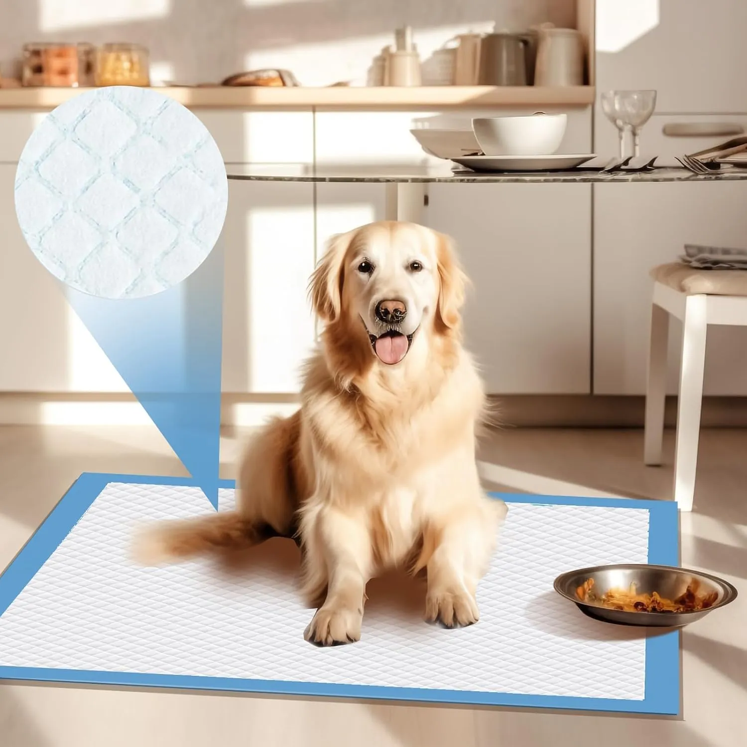 200 Packs Dog Pee Pads with Adhesive Tape, 22"x22" Dog Training Pads, Super Absorbency Disposable Underpads with Leak-Proof and Odor Control for Puppies, Dogs, Cats, Rabbits