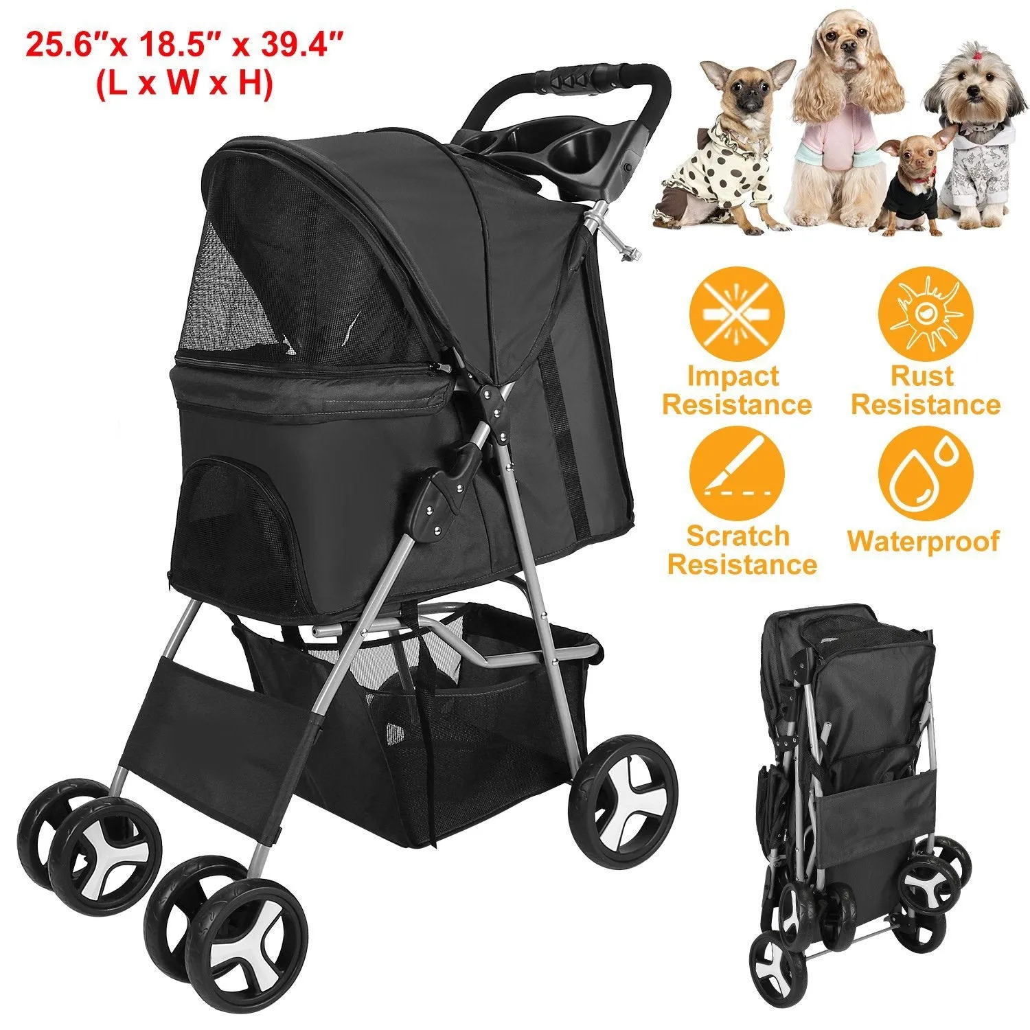 4 Wheels Pet Foldable Stroller