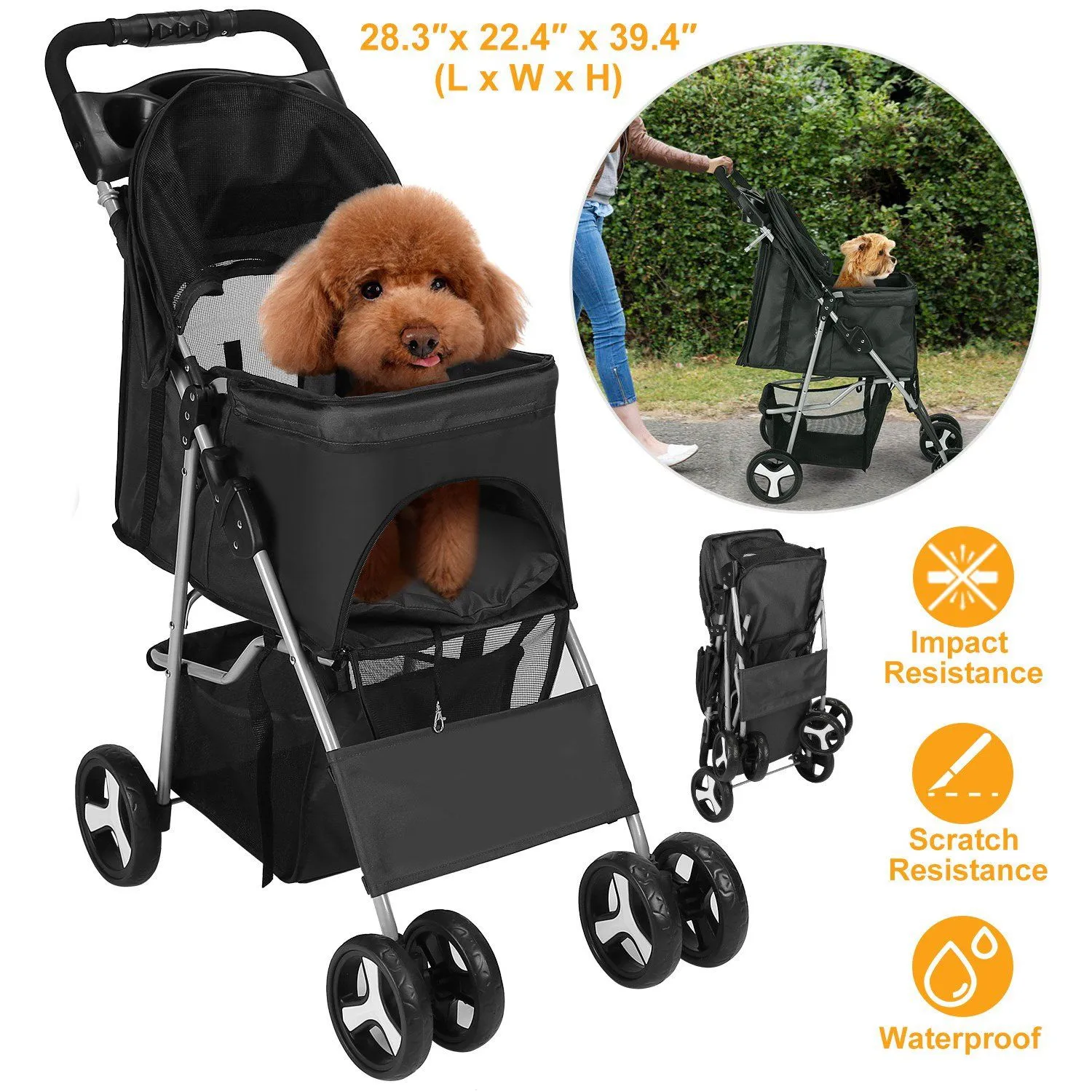 4 Wheels Pet Foldable Stroller