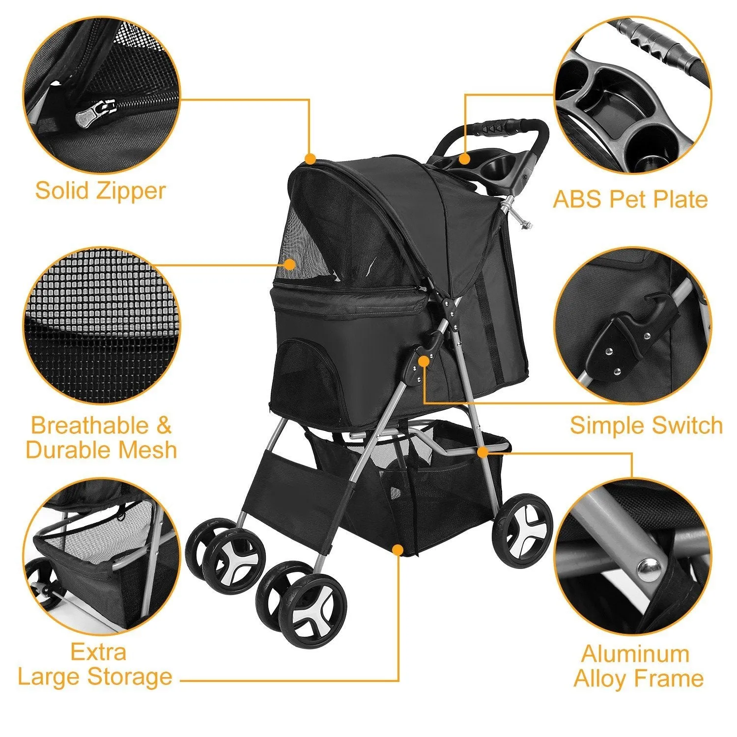 4 Wheels Pet Foldable Stroller