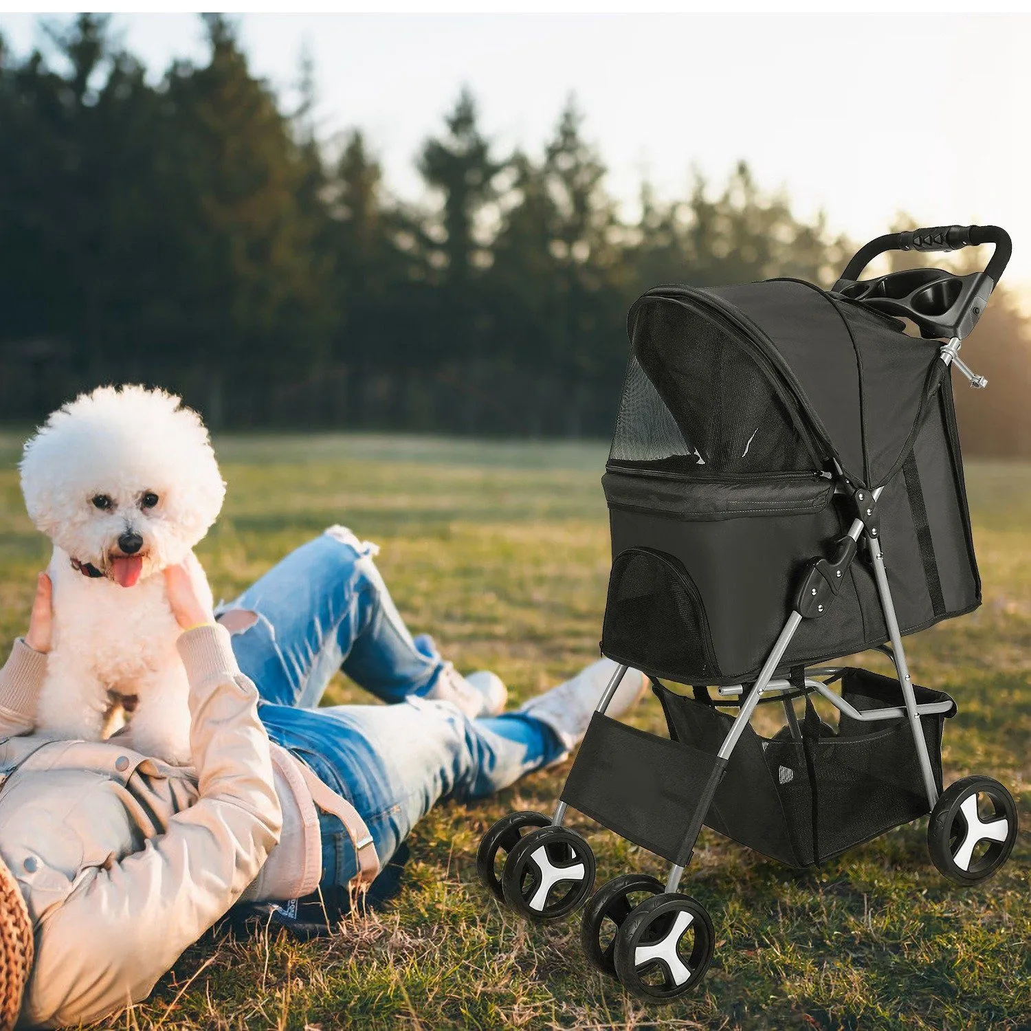 4 Wheels Pet Foldable Stroller