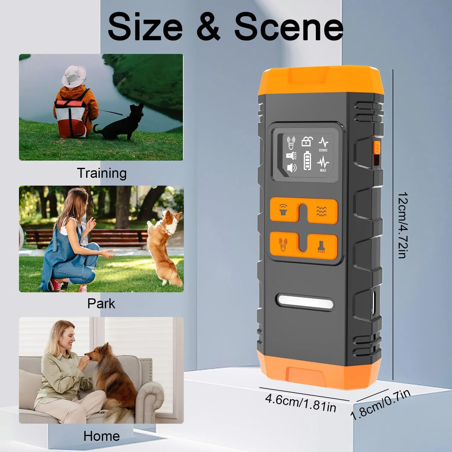 Anti Dog Bark Deterrent Devices : Portable Barking Training Devices Silencer for Dog Indoor Outdoor 50ft Long Range Rechargeable Long Battery Life
