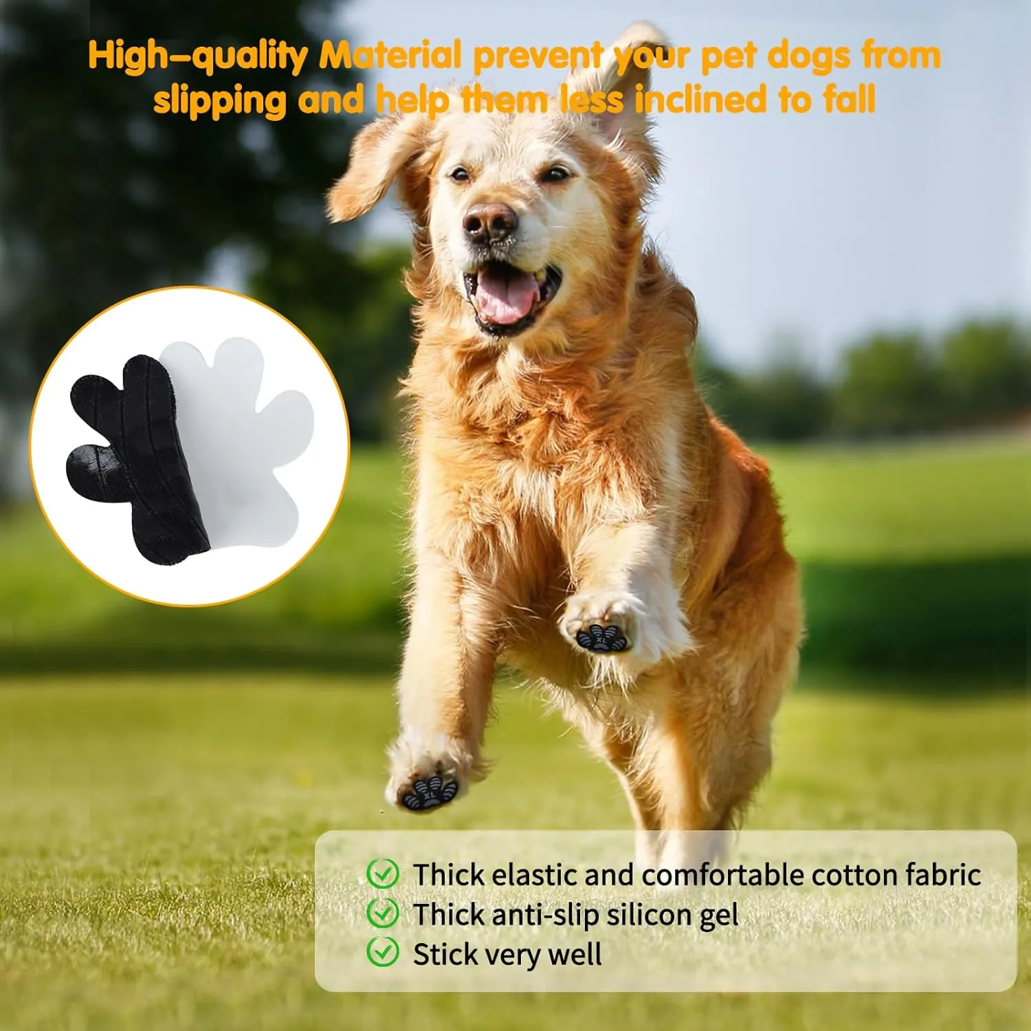 Anti Slip Dog Boots & Paw Protectors - Whole Paws Pads for Senior Dogs - Black XL 24Pcs