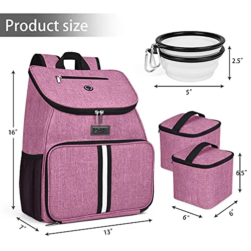 BAGLHER 丨Dog Travel Bag,Airline Approved Pet Supplies Backpack,Dog Travel Backpack with 2 Silicone Collapsible Bowls and 2 Food Baskets.