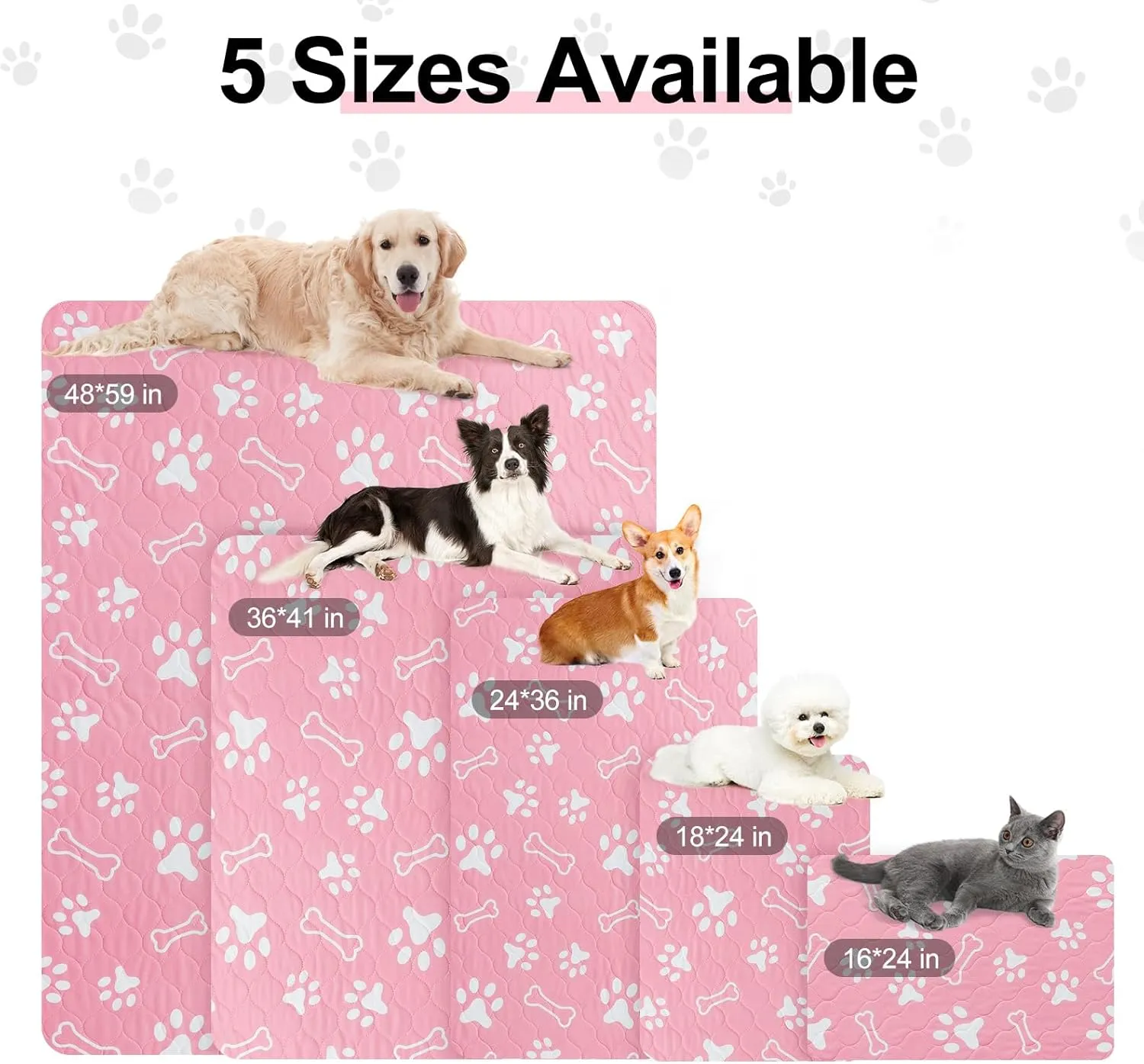 BEAUTYZOO 8 Pack Washable Pee Pads for Dogs, Reusable Puppy Pads for Potty Training, Waterproof Super Absorbent Wee Wee Pads for Dogs Non-Slip, Pet Whelping Mats Playpen Dog Crate Floors, 18'' x 24"