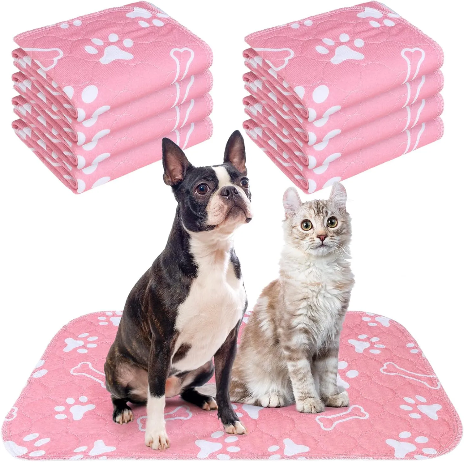 BEAUTYZOO 8 Pack Washable Pee Pads for Dogs, Reusable Puppy Pads for Potty Training, Waterproof Super Absorbent Wee Wee Pads for Dogs Non-Slip, Pet Whelping Mats Playpen Dog Crate Floors, 18'' x 24"