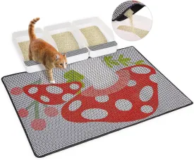 Bienbee Cat Litter Mat, 46"x27" Jumbo Cat Litter Trapping Mat, Double Layer Litter Mat with Non-Slip Rubber Bottom, Urine and Water Proof, Keeps Floors Clean Mushroom XL