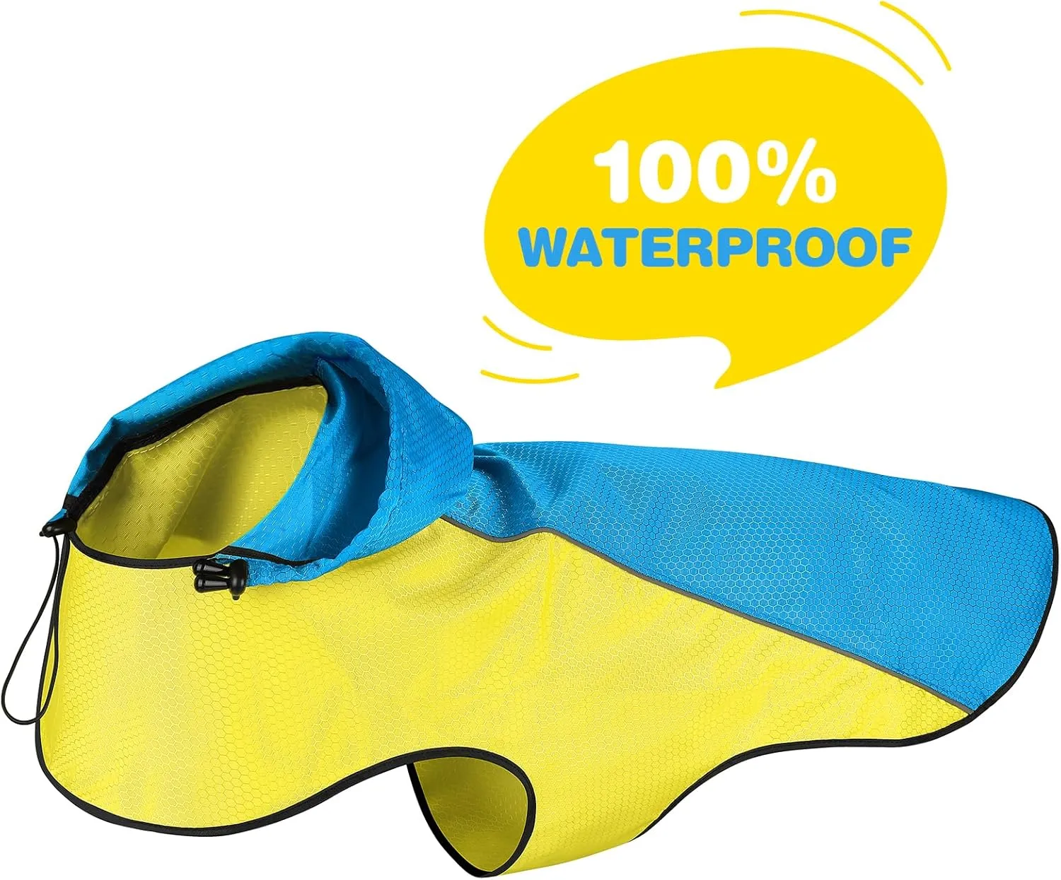 BiPawTi Dog Rain Jackets for Medium Dogs, Lightweight Reflective Safety Pet Rain Jacket, Waterproof Dog Raincoat with Hood/Leash Hole/Reflective Strip - Yellow   Blue, M