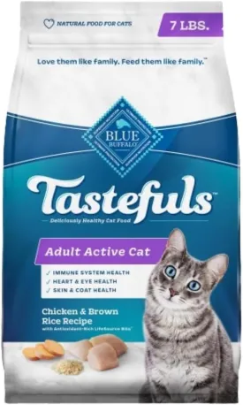 Blue Buffalo Tastefuls Natural Dry Food for Active Adult Cats, Chicken and Brown Rice Recipe, 7-lb. Bag