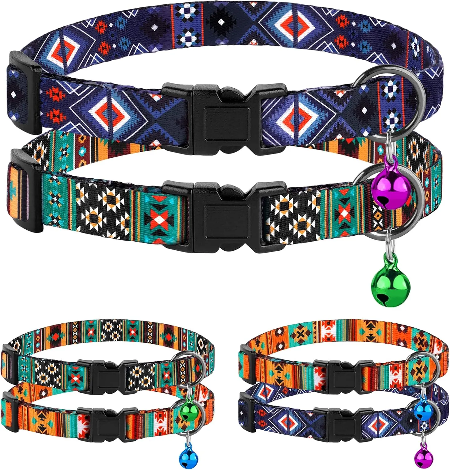 Cat Collar Breakaway 2PCS Adjustable Pattern Tribal Aztec Southwest Safety Pet Collars for Cats Kitten (Aztec   Tribal)