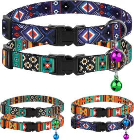 Cat Collar Breakaway 2PCS Adjustable Pattern Tribal Aztec Southwest Safety Pet Collars for Cats Kitten (Aztec   Tribal)