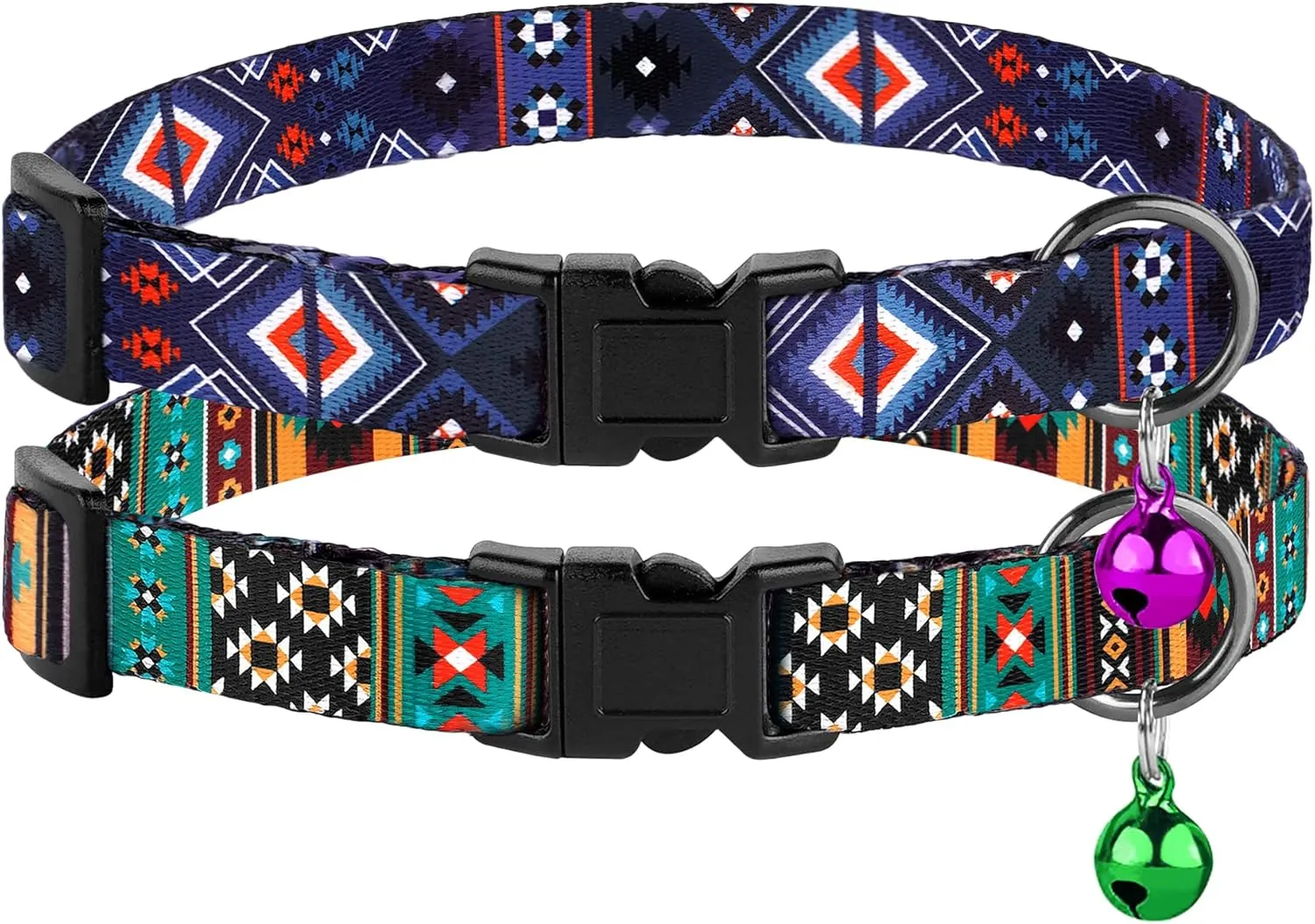 Cat Collar Breakaway 2PCS Adjustable Pattern Tribal Aztec Southwest Safety Pet Collars for Cats Kitten (Aztec   Tribal)