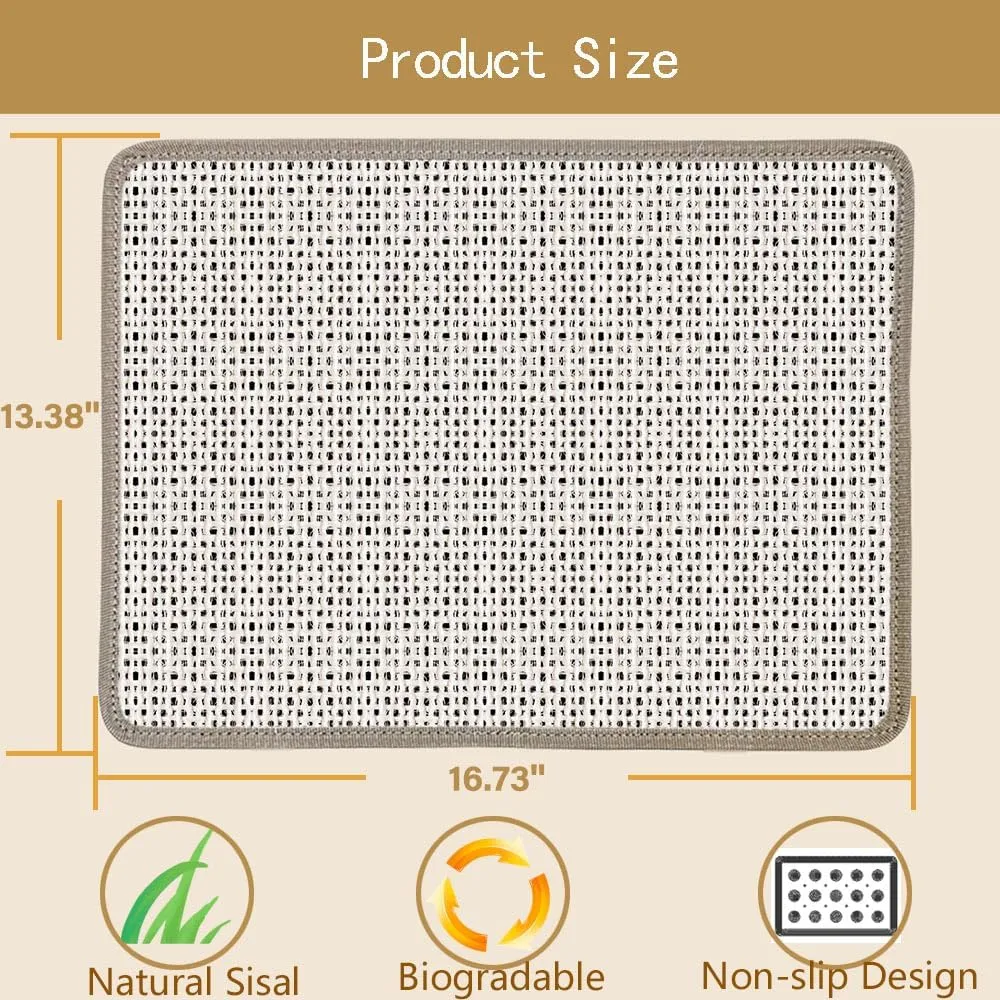 Cat Nail File Scratcher Wrapped Around a Cat Scratching Post, 16.73"13.38" Sisal Cat Scratch Pad with 80 Aluminum Oxide Grit, Nail File for Cats Can Help to Trim Your Cat's Nails