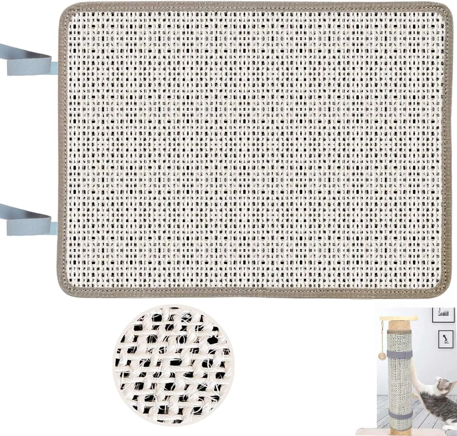 Cat Nail File Scratcher Wrapped Around a Cat Scratching Post, 16.73"13.38" Sisal Cat Scratch Pad with 80 Aluminum Oxide Grit, Nail File for Cats Can Help to Trim Your Cat's Nails