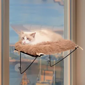 Cat Perch Window with Metal Support, Cat Hammock with Suction Cup for Large Cat & Kittens, Cordless Cat Window Perch with Warm Spacious Bed for Sunbathing, Napping & Overlooking