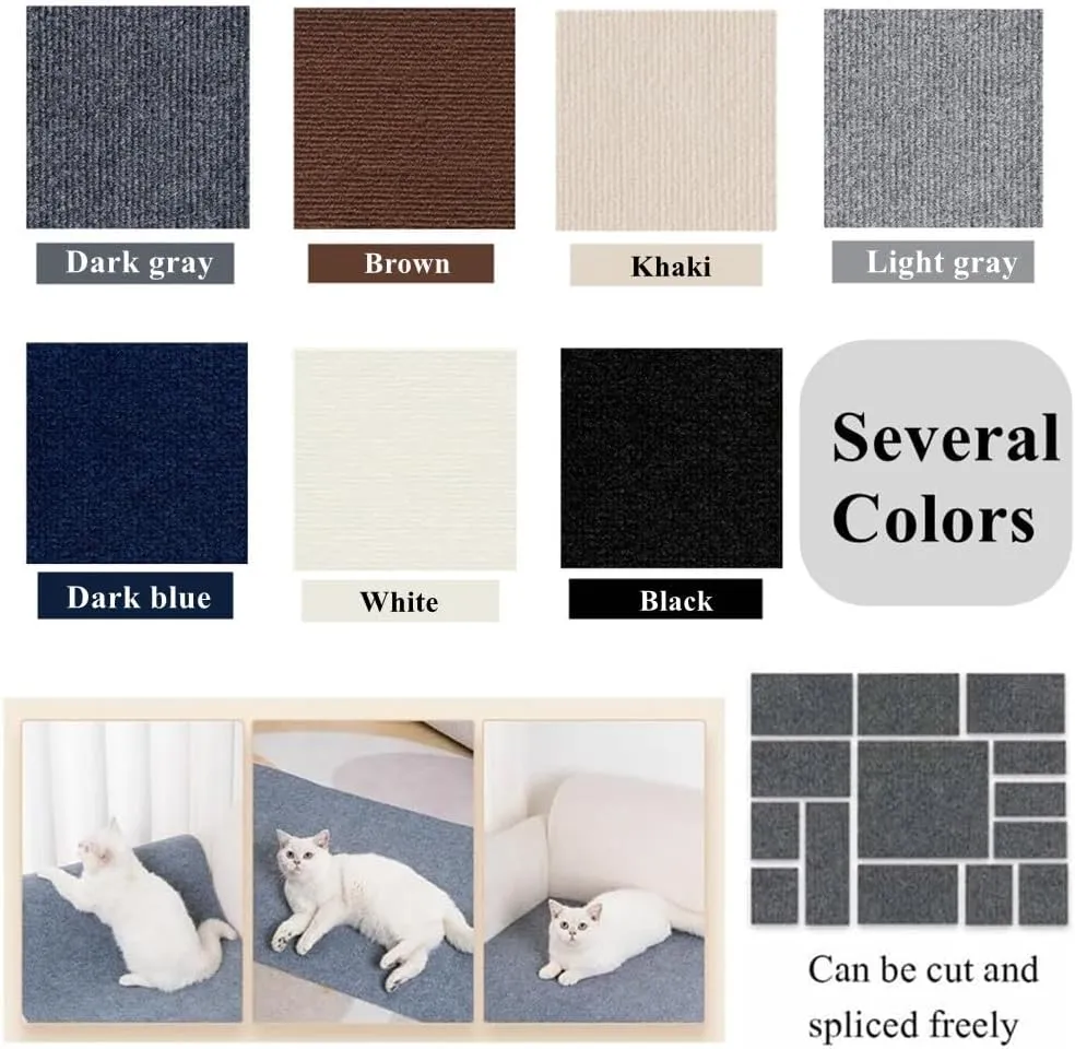Cat Scratch Furniture Protector Mat DIY Cat Scratch Pad Self-Adhesive, Pet Scratching Post Cat Scratcher Carpet Anti Cat Scratch for Cat Tree/Door/Couch (Dark Gray, 15.8 * 39 inch)