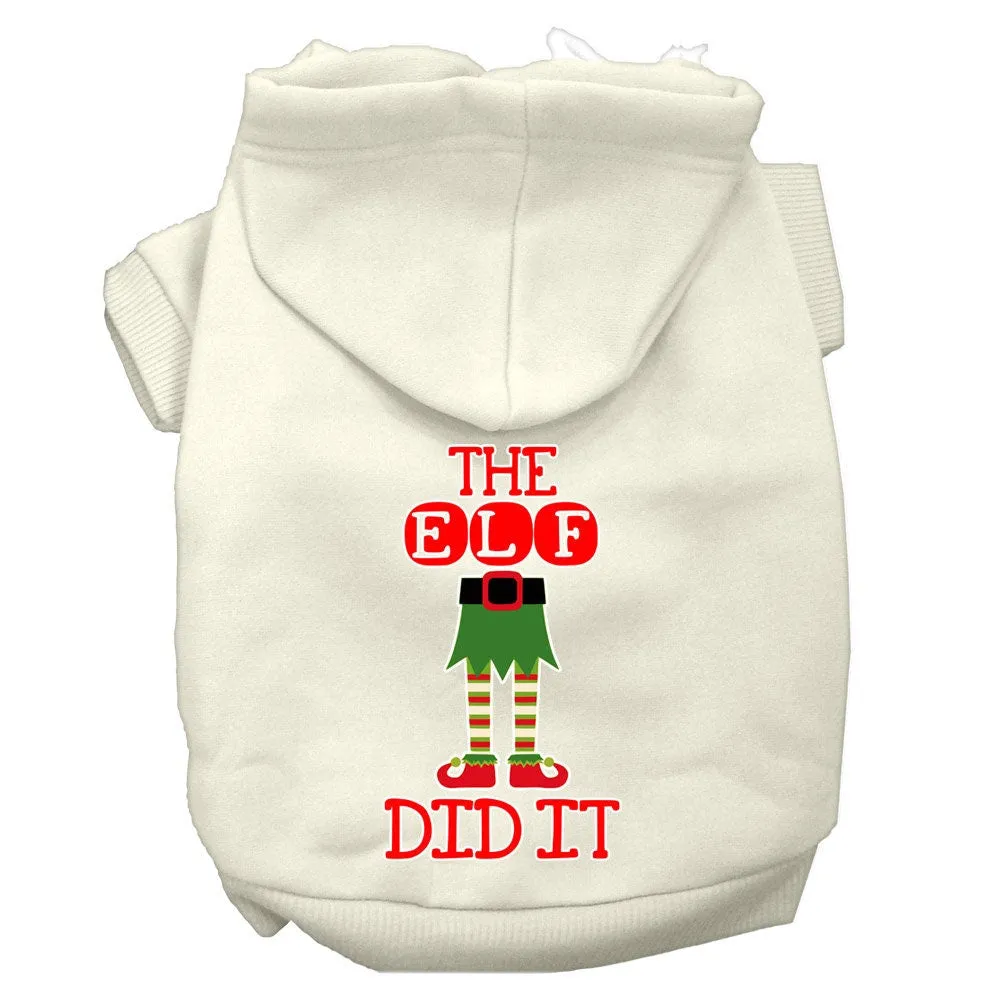 Christmas Pet Dog & Cat Hoodie Screen Printed, "The Elf Did It"