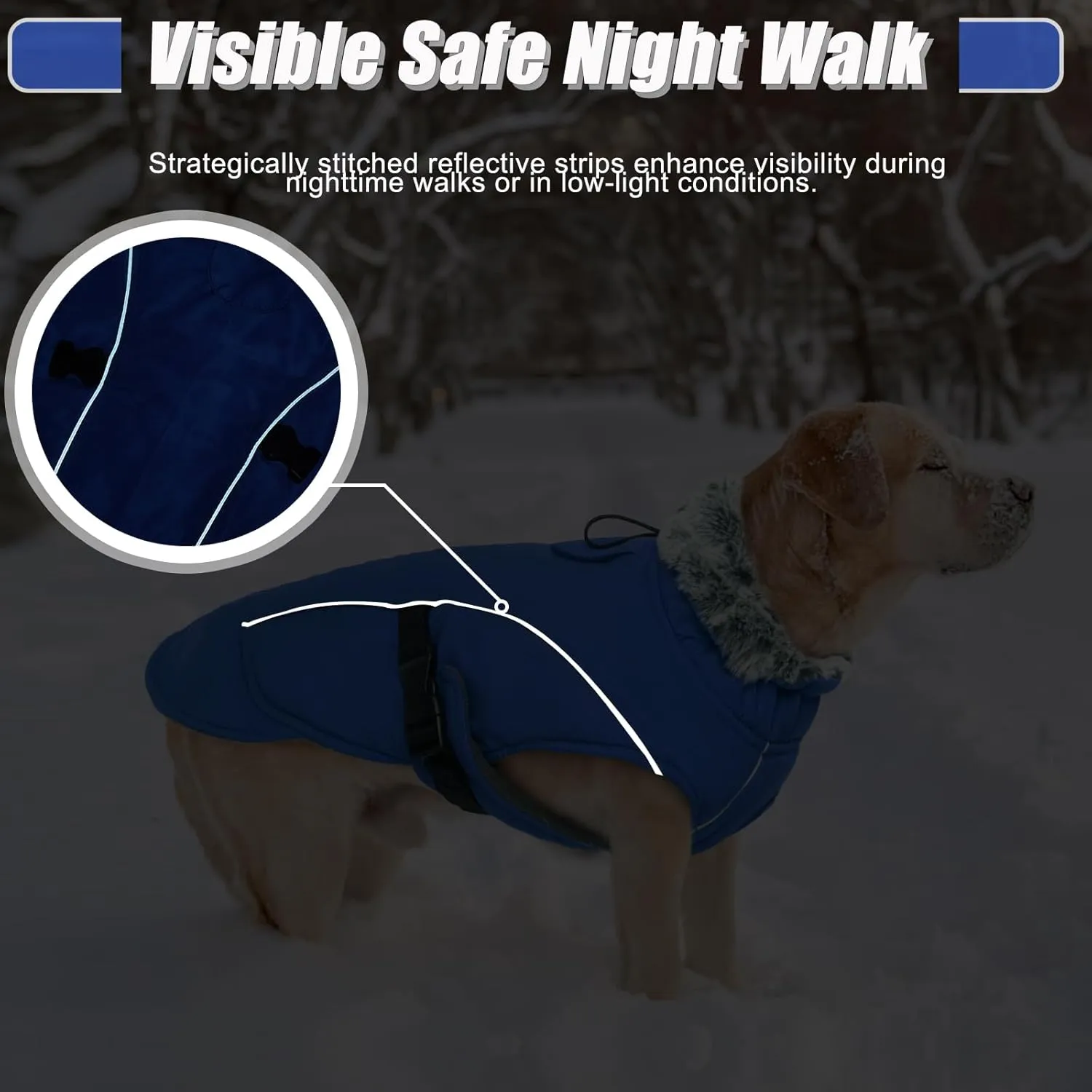 DENTRUN Dog Winter Warm Coat - Windproof Cozy Jacket, Thick Fleece Vest, Water Repellent, Reflective, Small to Large Dogs