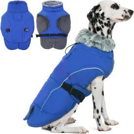 DENTRUN Dog Winter Warm Coat - Windproof Cozy Jacket, Thick Fleece Vest, Water Repellent, Reflective, Small to Large Dogs