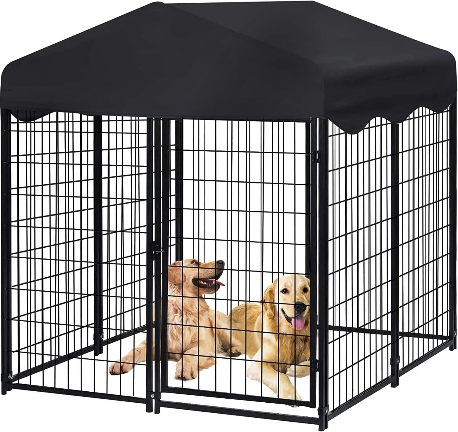 Dog Kennel Outside with Roof, 4.5'H x 4'L x 4'W ft Large Outdoor Dog Kennel for Medium Small Dogs Dog Playpen Fence with Secure Lock, Outdoor Pet Pens Dogs Run Enclosure