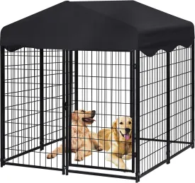 Dog Kennel Outside with Roof, 4.5'H x 4'L x 4'W ft Large Outdoor Dog Kennel for Medium Small Dogs Dog Playpen Fence with Secure Lock, Outdoor Pet Pens Dogs Run Enclosure