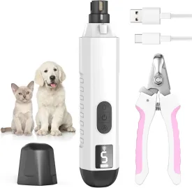 Dog Nail Grinder, Dog Nail Trimmers and Clippers Kit, 5 Speeds Nail Grinder for Dogs, Rechargeable Dog Nail Grinder with LED Light, Nail Grinder for Dogs Quiet, Nail Trimmer Nail Grinder for Dogs Cats