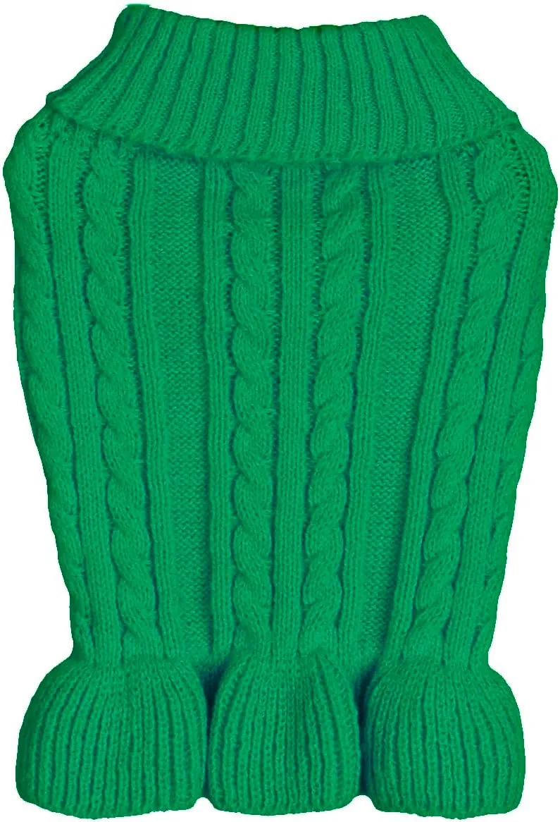 Dog Sweater - Cute Knitted Classic Cat Sweater & Coat for Girls Dog Puppy Cat (Green, Large)