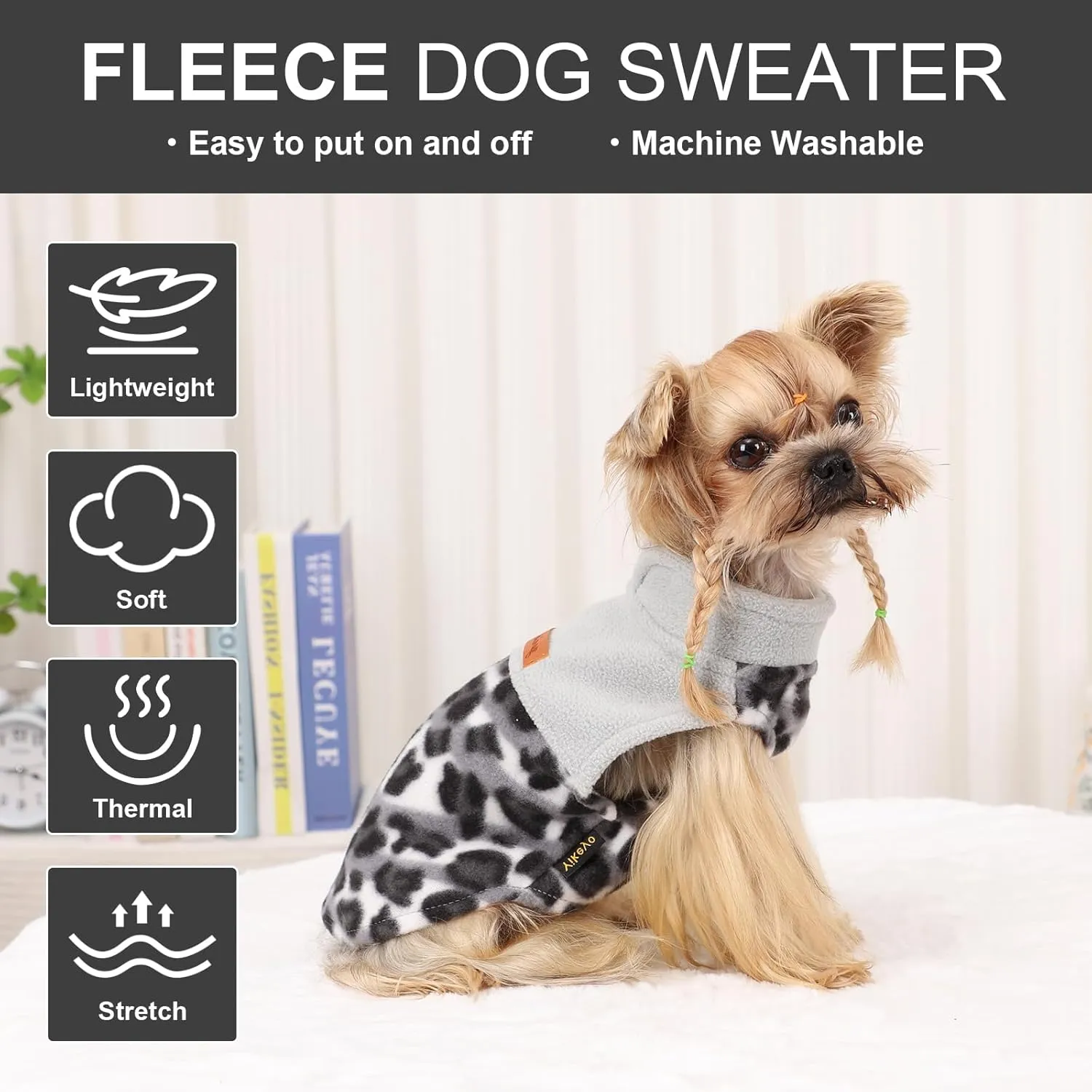 Dog Sweaters for Small Dogs Boy Girl, Plaid Dog Sweater Fleece Dog Clothes Vest, Stretchy XSmall Dog Sweater Pet Clothes, Chihuahua Teacup Puppy Clothes