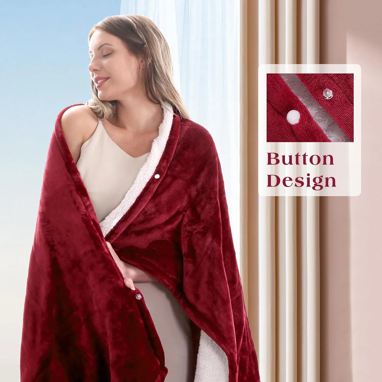 Electric Heated Throw Blanket 50" x 60", Soft Flannel Throw Blanket with 4 Heating Levels & 3 Hours Auto Off, ETL Certification and Machine Washable for Home Office Use