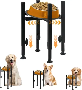 Elevated Dog Bowls Stand for Medium Large Breed, Adjustable 3 Heights Wide 6.88-10.83" Raised Stainless Steel Dogs Bowls, Non-Slip Pet Feeding Station (Bowl Not Included)