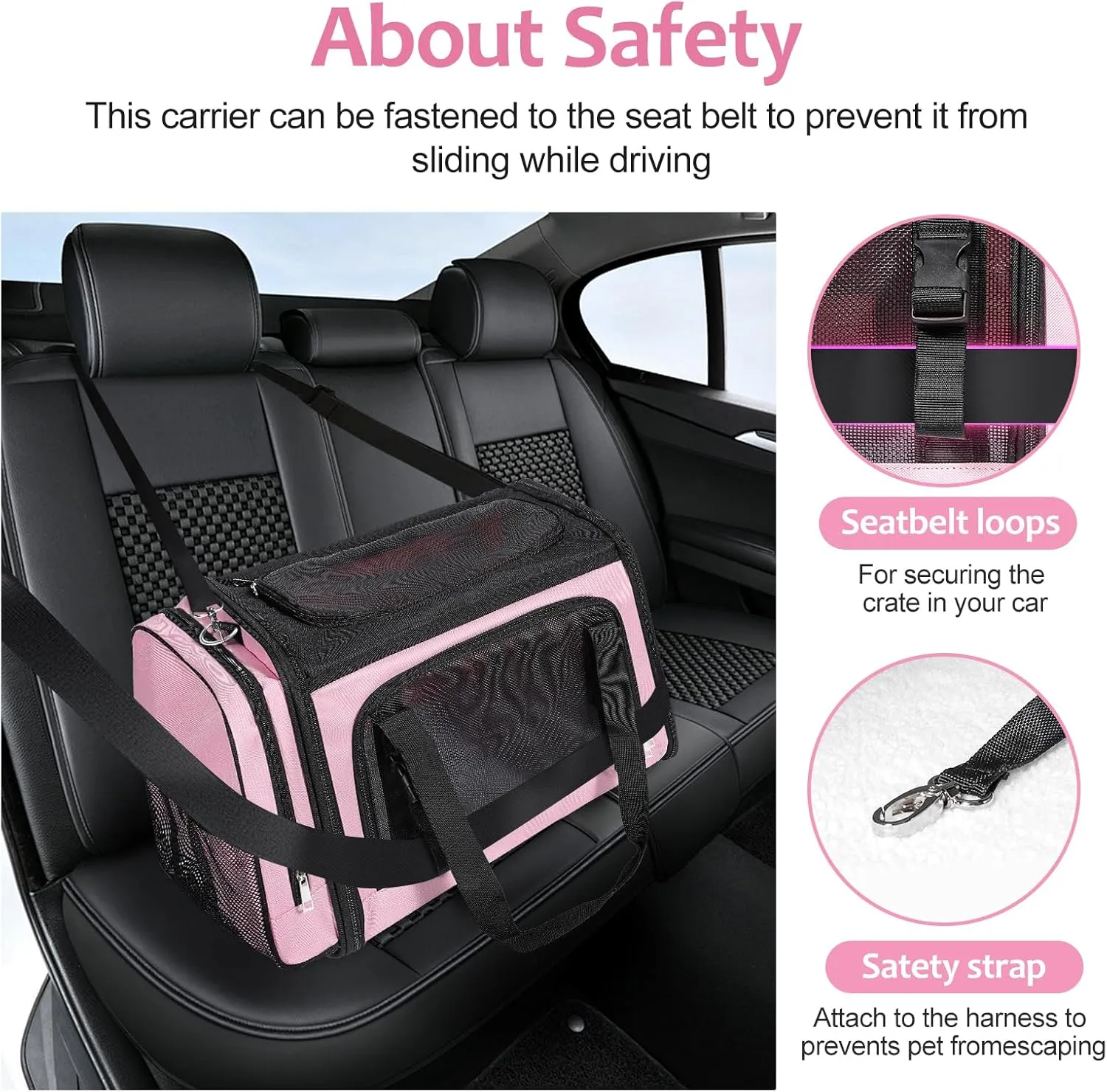 Extra Large Cat Carrier for 2 Cats, Pet Carrier, Dog Carrier for Small Dogs, Cat Carrier Soft, Collapsible Large Pet Carrier for Traveling Indoor and Outdoor Uses - Pink 24"x16"x16"