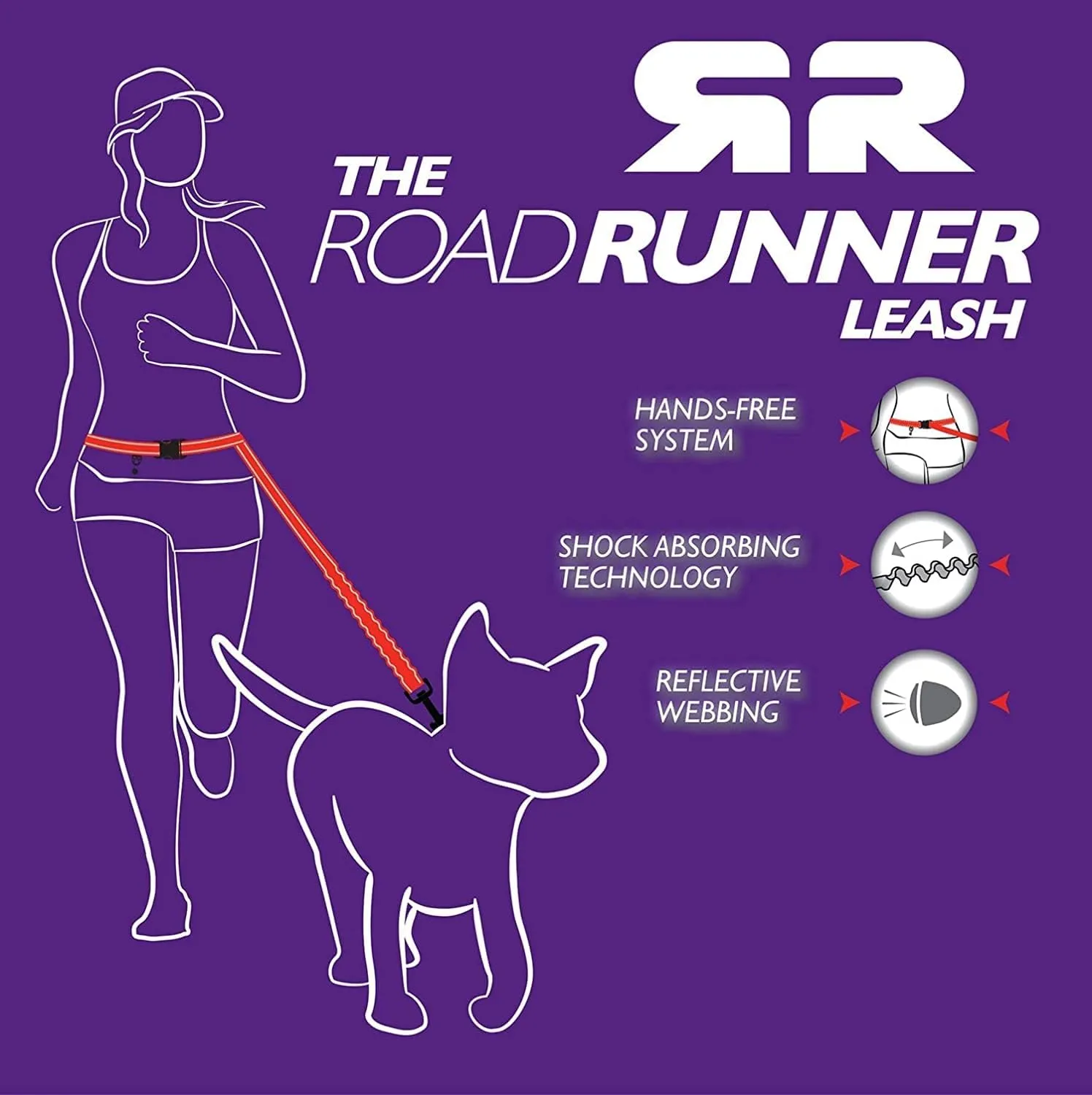 EzyDog Road Runner Hands Free Dog Leash  Waist Leash for Dog Walking, Jogging and Running with Zero Shock Bungee, Reflective Stitching, and Adjustable Waist (Orange)