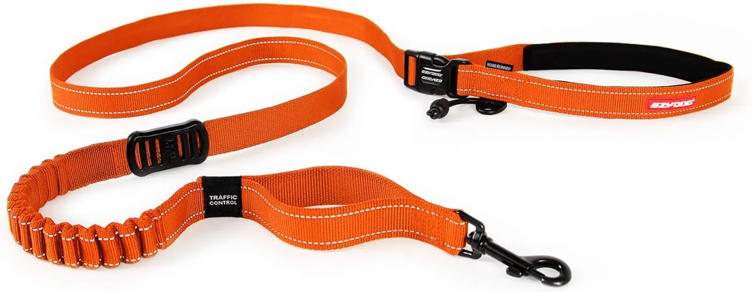 EzyDog Road Runner Hands Free Dog Leash  Waist Leash for Dog Walking, Jogging and Running with Zero Shock Bungee, Reflective Stitching, and Adjustable Waist (Orange)