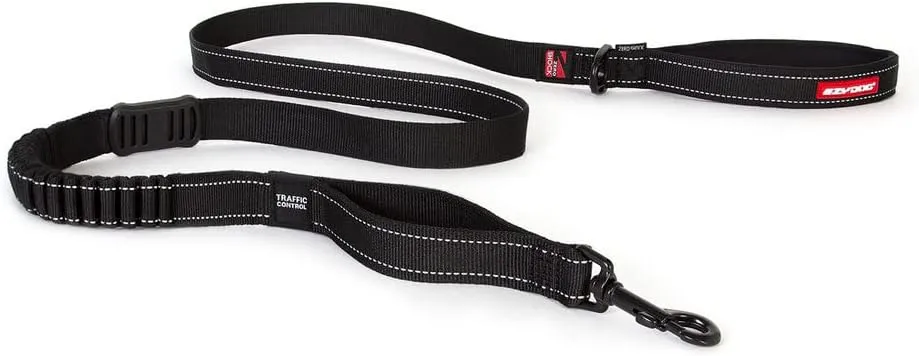 EzyDog Zero Shock Dog Leash - Shock Absorbing Bungee Leash for Dogs That Pull or Excite - Dual Handle and Reflective for Large, Medium, or Small Dogs (72-Inch, Black)