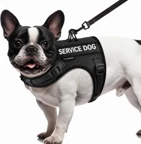 FAYOGOO Service Dog Vest for Small Dogs - Air Mesh Breathble Emotional Support Animal Vest with DIY Removable Patches - Puppy Harness and Leash Set Adjustable Neck and Chest