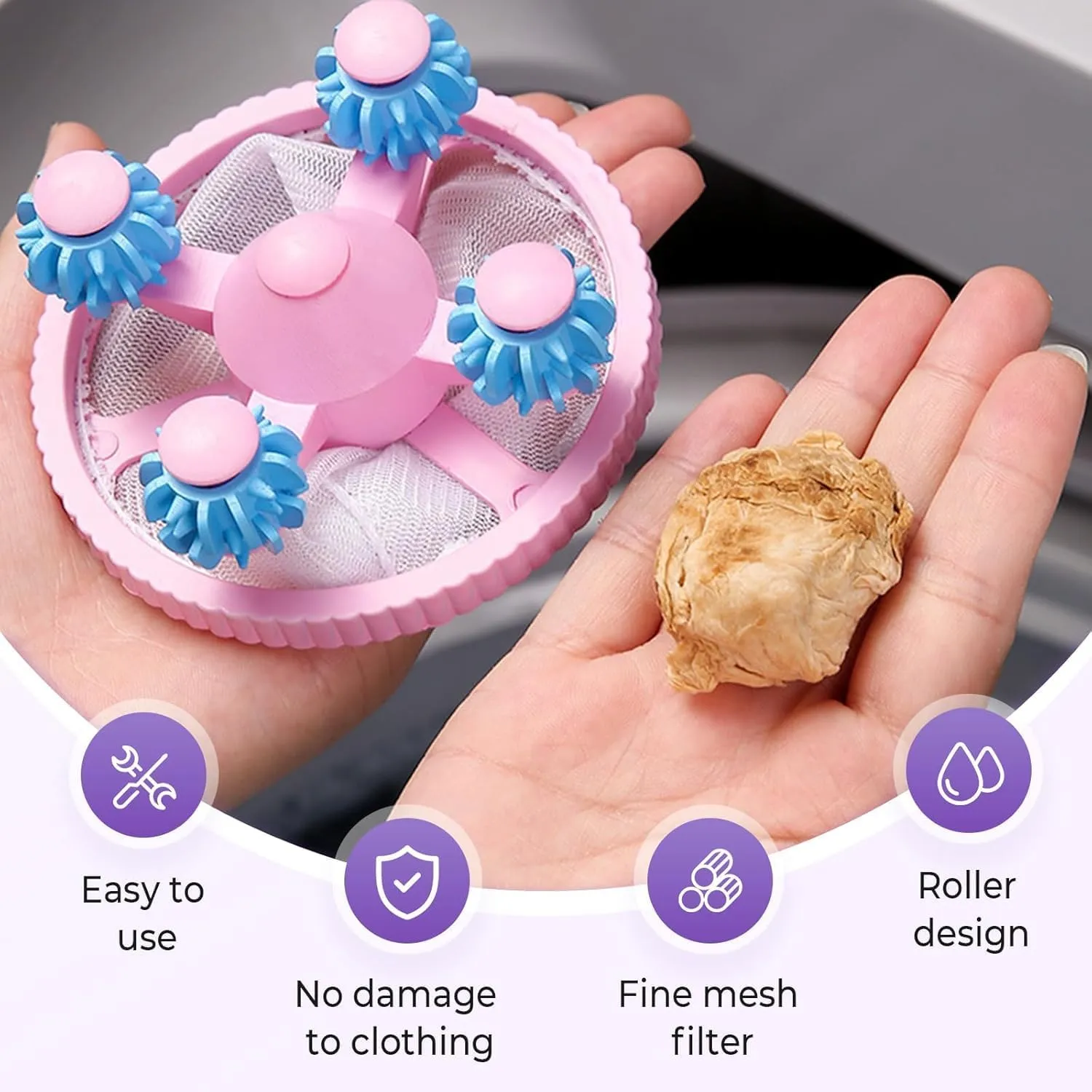 Floating Hair Filtering Mesh Removal, Lint Catcher for Washing Machine, Pet Hair Remover for Laundry, Reusable Pet Hair Catcher Washer Machine Mesh Bag, Laundry Hair Filter Cleaning Ball (3pcs)