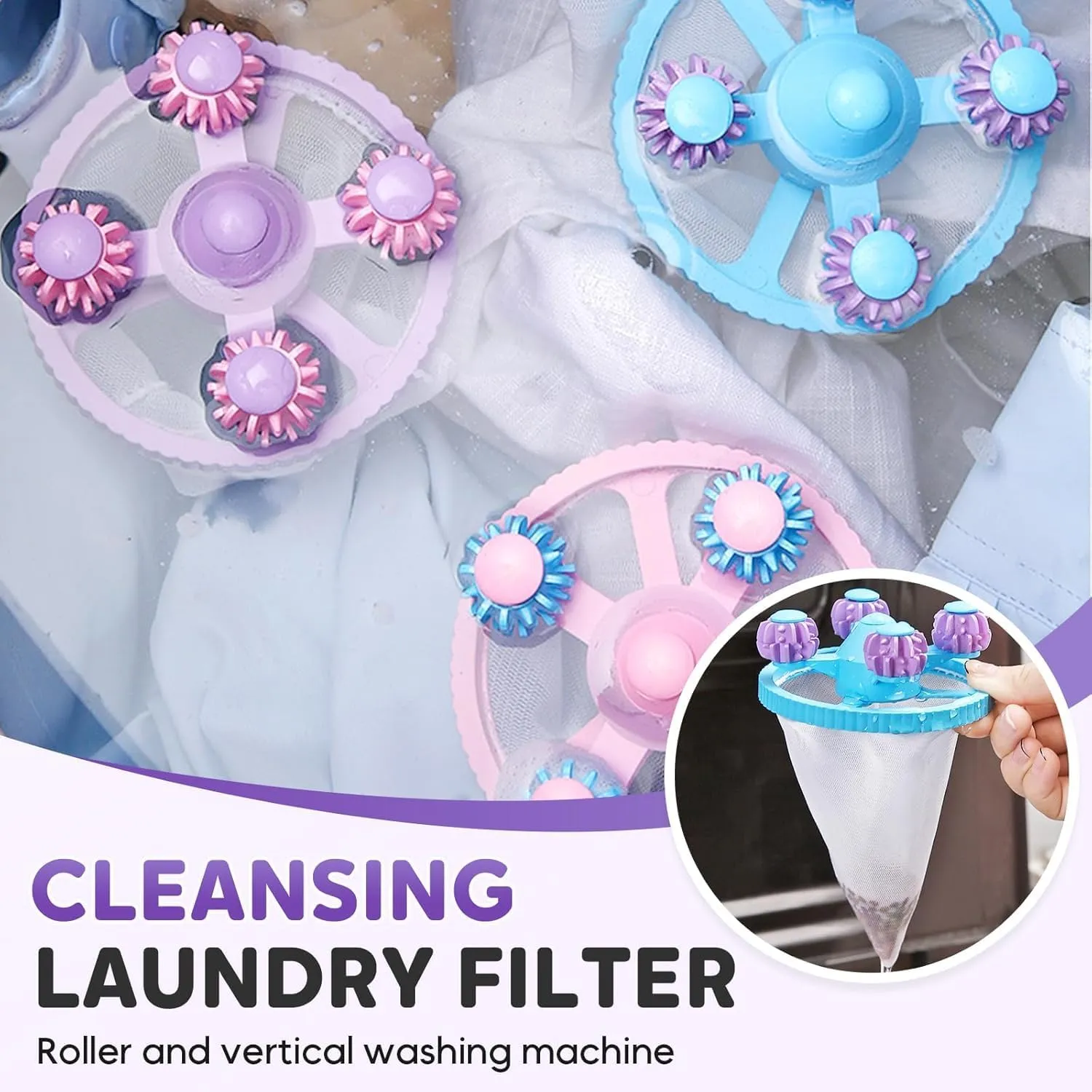 Floating Hair Filtering Mesh Removal, Lint Catcher for Washing Machine, Pet Hair Remover for Laundry, Reusable Pet Hair Catcher Washer Machine Mesh Bag, Laundry Hair Filter Cleaning Ball (3pcs)
