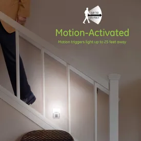 GE LED Motion Sensor Night Light, Plug-in, 40 Lumens, Warm White, UL-Certified, Energy Efficient, Ideal Nightlight for Bedroom, Bathroom, Kitchen, Hallway, 12201, White, 2 Pack