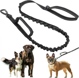 Heavy Duty Dog Leash for Large Dogs, Adjustable Bungee Leashes, Shock Absorbing Dog Lead, Reflective Nylon Leash with Padded Handle, No Pull Training Lead for Medium and Big Dogs