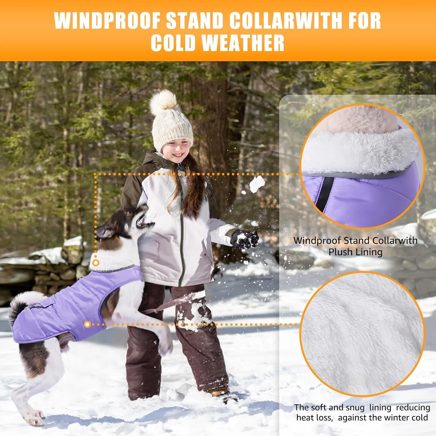 iBuddy Dog Winter Jackets with Fleece Vest,Waterproof Warm Dog Snow Jacket Windproof, Reflective Adjustable Pet Dogs Cold Winter Coat for Large Dogs Girl Boy