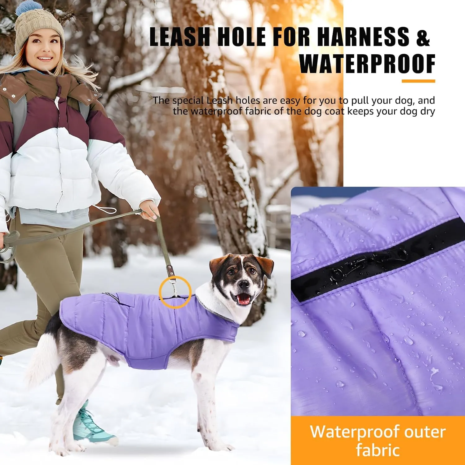 iBuddy Dog Winter Jackets with Fleece Vest,Waterproof Warm Dog Snow Jacket Windproof, Reflective Adjustable Pet Dogs Cold Winter Coat for Large Dogs Girl Boy