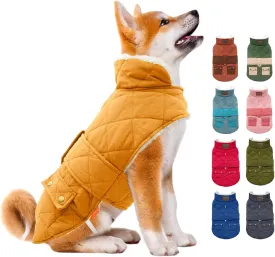 KYEESE Dog Coats Warm Dog Jacket Winter Cozy Windproof Padded Sherpa Dogs Jackets for Small Dogs with Furry Collar Doggie Clothes, Yellow, S
