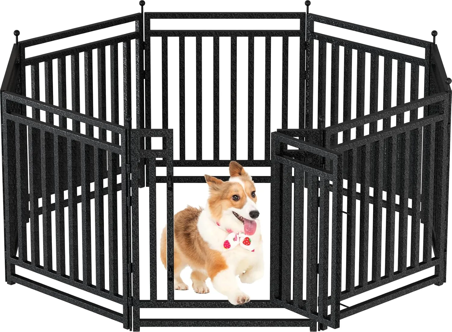 Large Dog Kennel Outdoor Dog Enclosure House Pen 31.4" H x 8 Panels Anti-Rust Dog Cage Heavy Duty Metal Dog Playpen for Backyard Farm (Black-Silver)