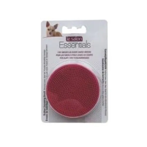 Le Salon Essentials Dog Round Rubber Grooming Brush, Red, 3in dia.