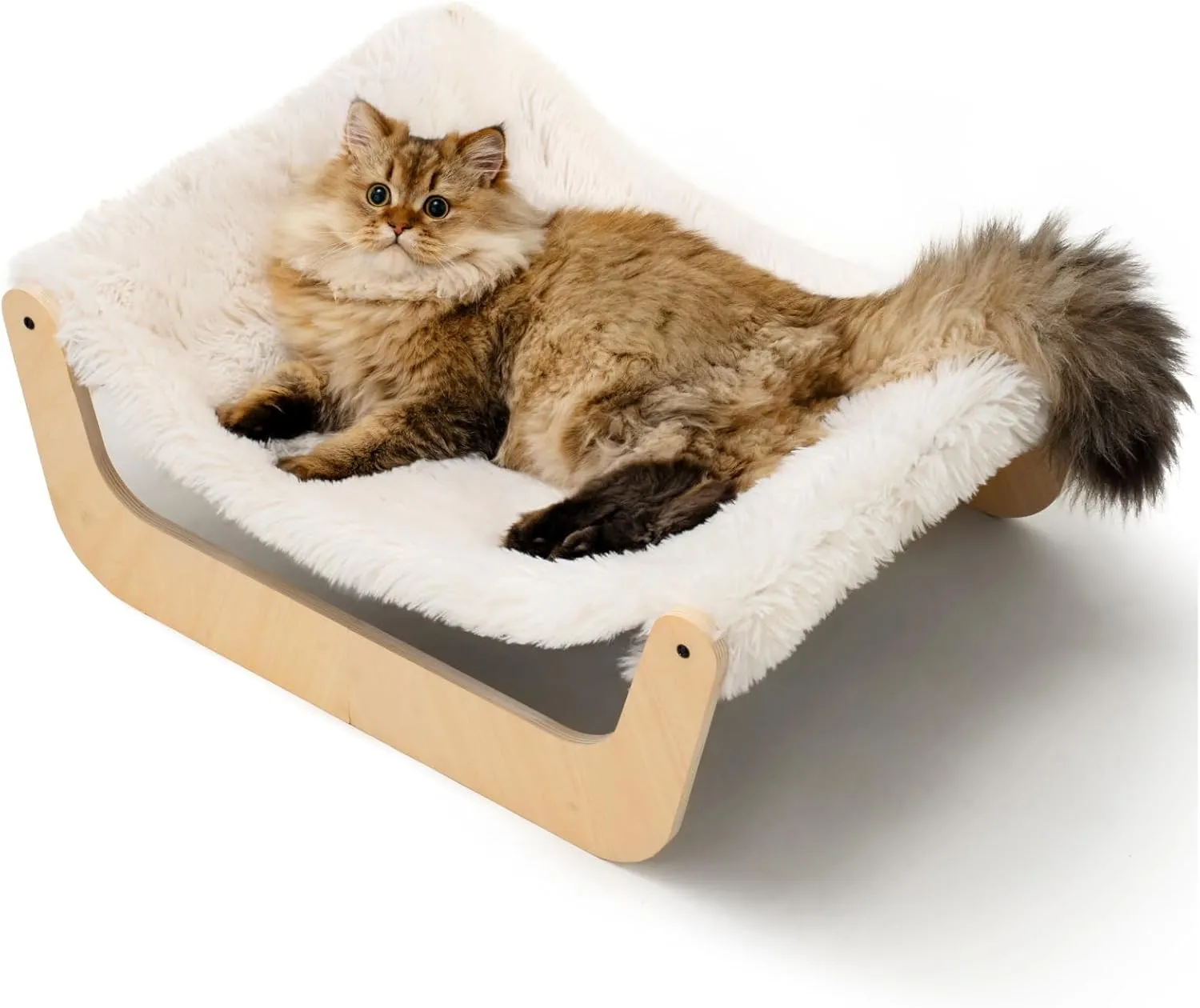 MEWOOFUN Cat Hammock Bed, Cat Beds for Indoor Cats with Washable Removable Bed Cover, Wooden Cat Hammock for Large Cats, Easy to Install Elevated Cat Bed, Soft Pet Hammock (22.8 x 17.3 x 8.8 inch)