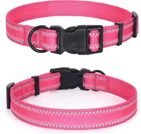 Mile High Life Nylon Night Light Glow Collar, Reflective Light Up Dog Collar, Fluorescent Self-Luminescent Strap for Small Medium Large Dogs (Pink, XS Neck9-13")